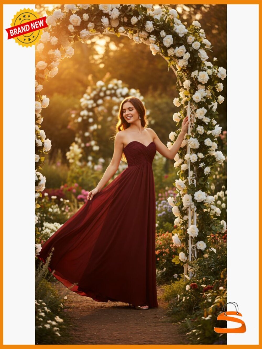 Sweetheart Pleat Lace Up A-Line Long Formal Prom Bridesmaid Dress - Picture 7 of 7